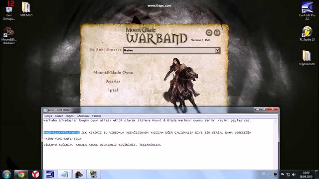 free mount and blade warband serial key 2015